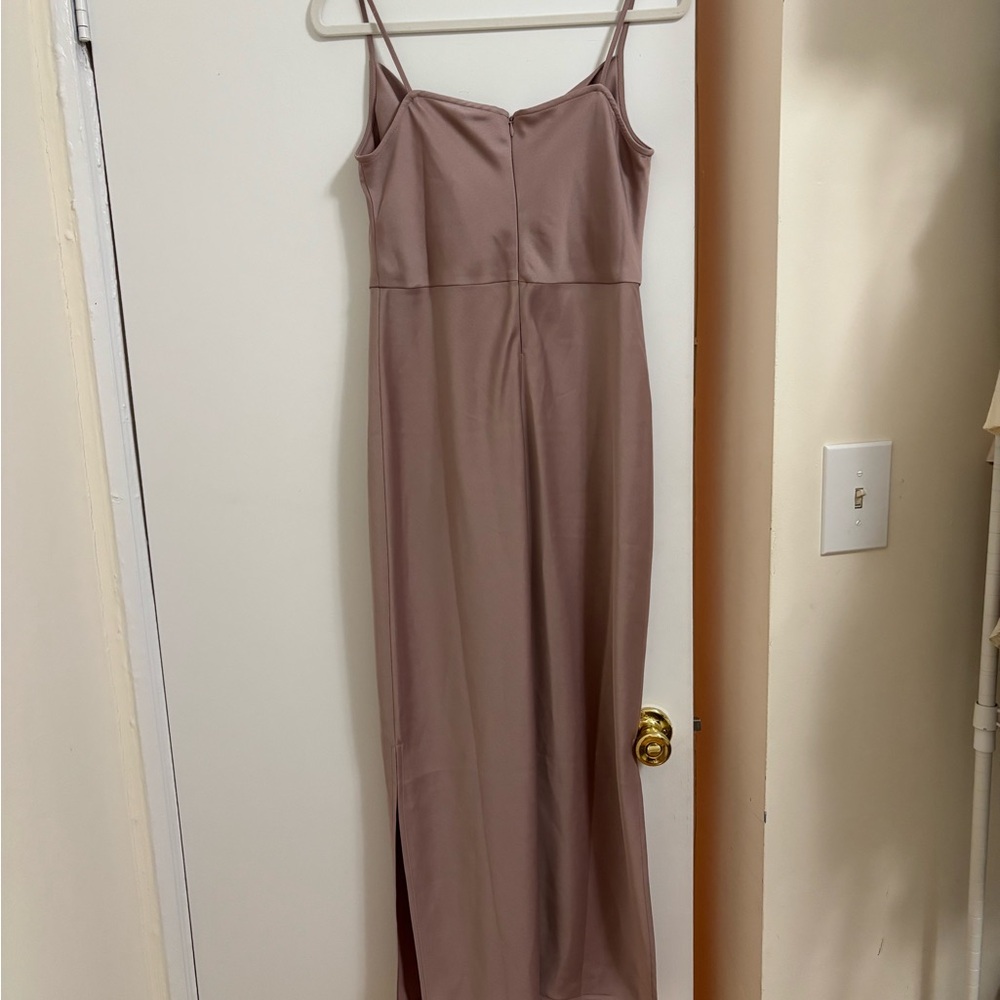 BHLDN Cali Satin Cowl-Neck Midi Slip Dress in Lilac Smoke - Picture 4 of 6